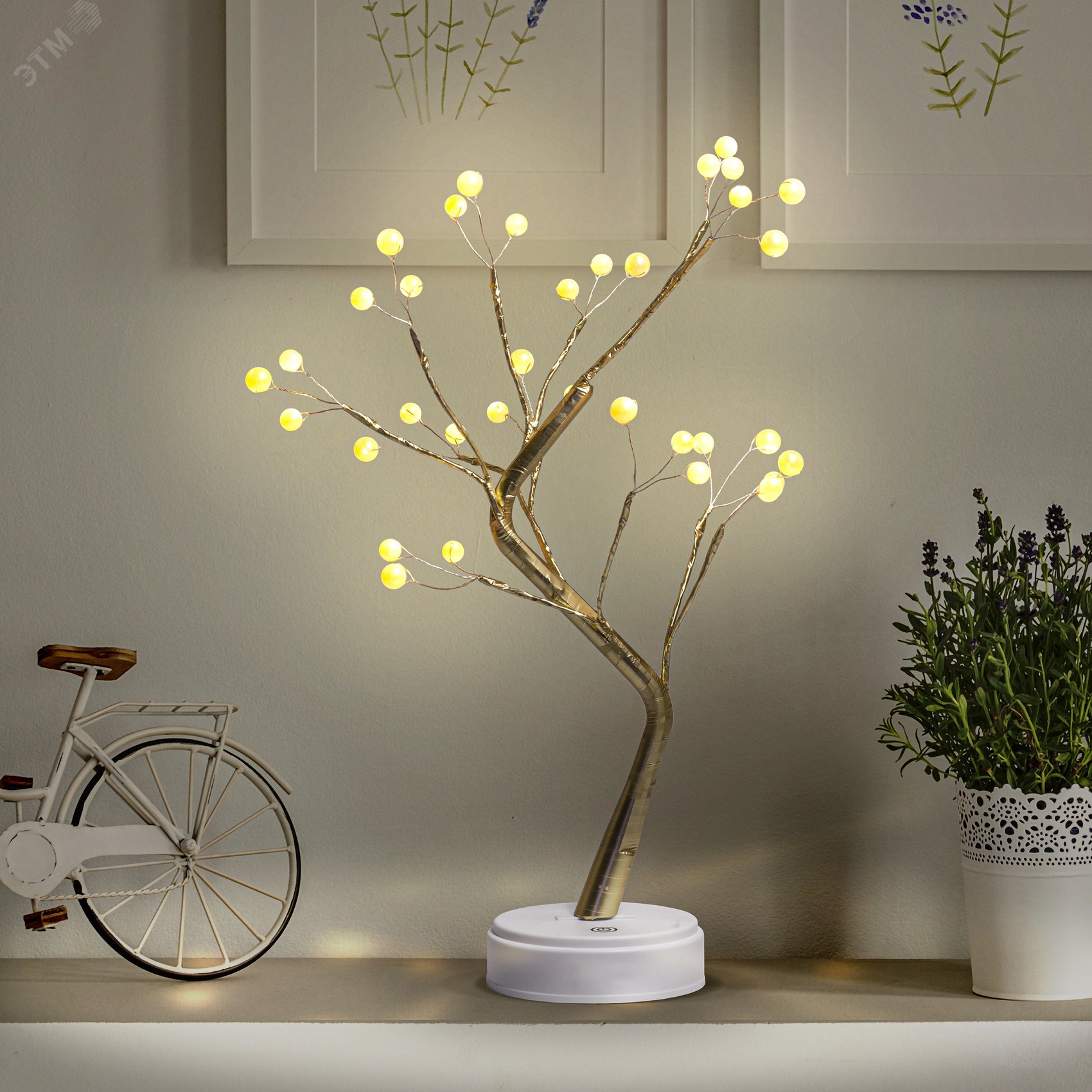 Декоративный светильник Жемчужное дерево h 45 см, теплый свет, 36 LED, 3*АА, IP20 ЕGNID - 36W Б0051949 ЭРА - превью 2