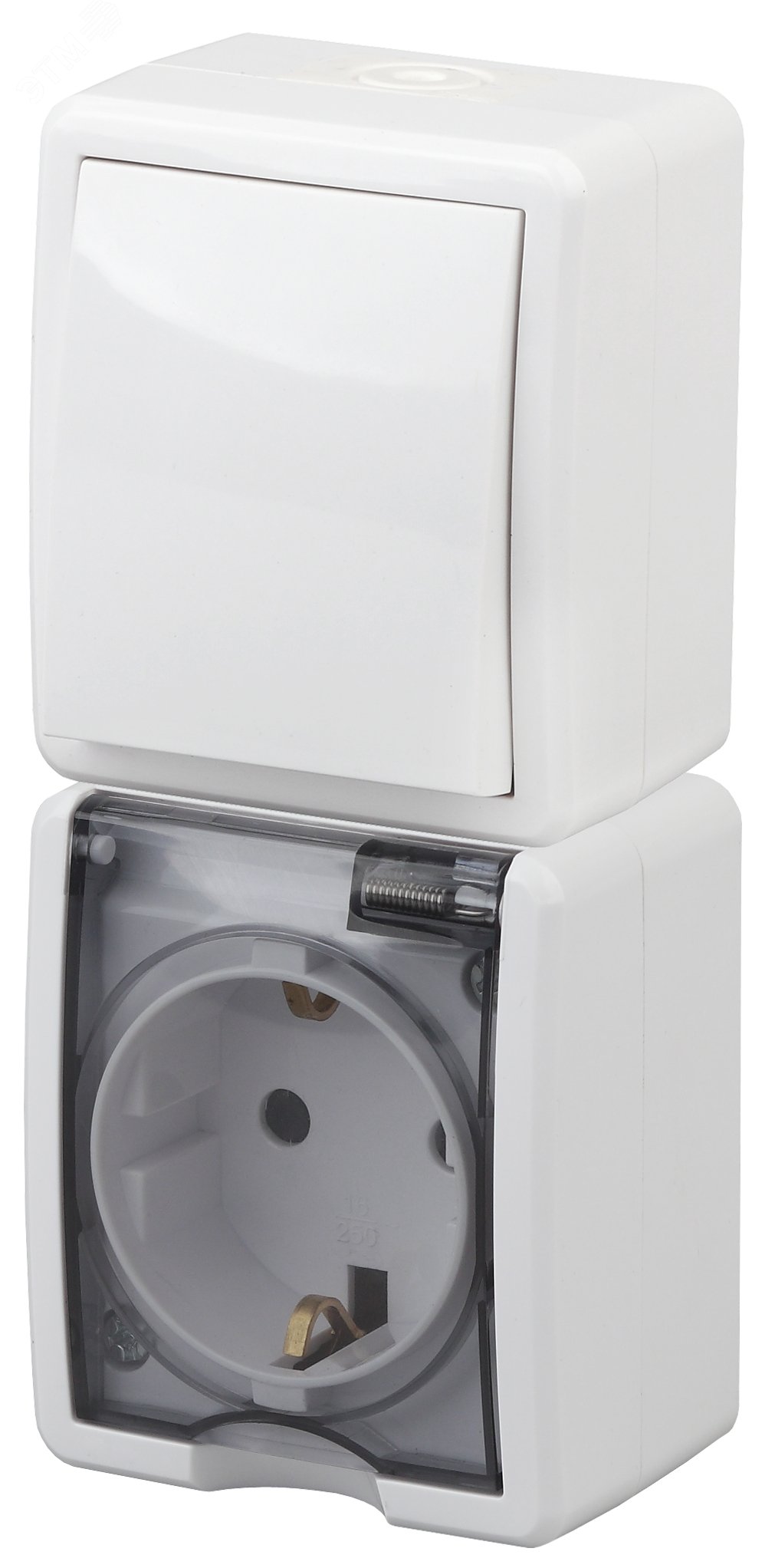 Изображение товара Блок розетка с выключателем IP54 16А 250В Эра Эксперт белый