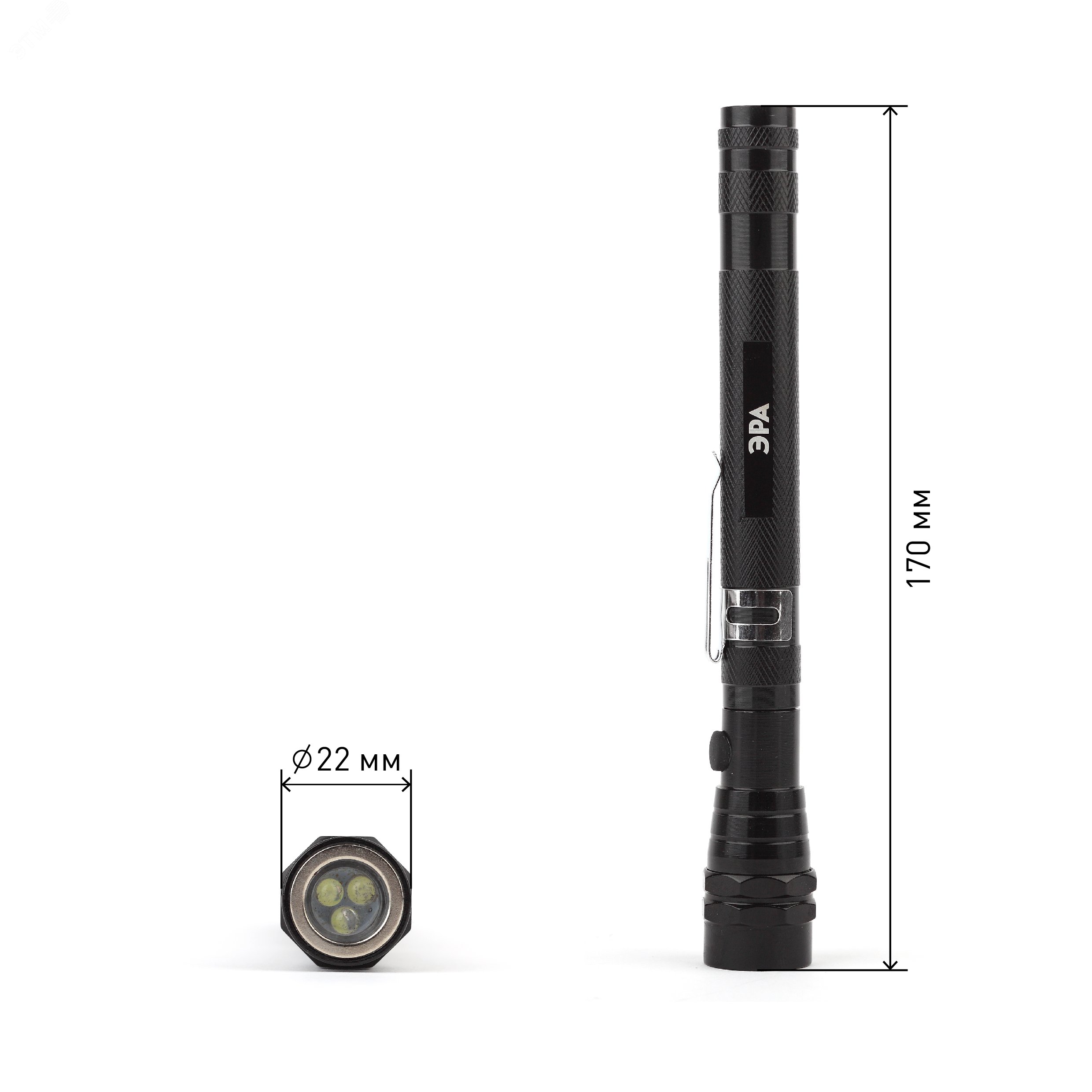 Фонарик на батарейках 4хLR44, ударопрочный, телескопическая ручка 40 см, регулируемый угол, магнитный RB-602 Практик Б0033748 ЭРА - превью 6