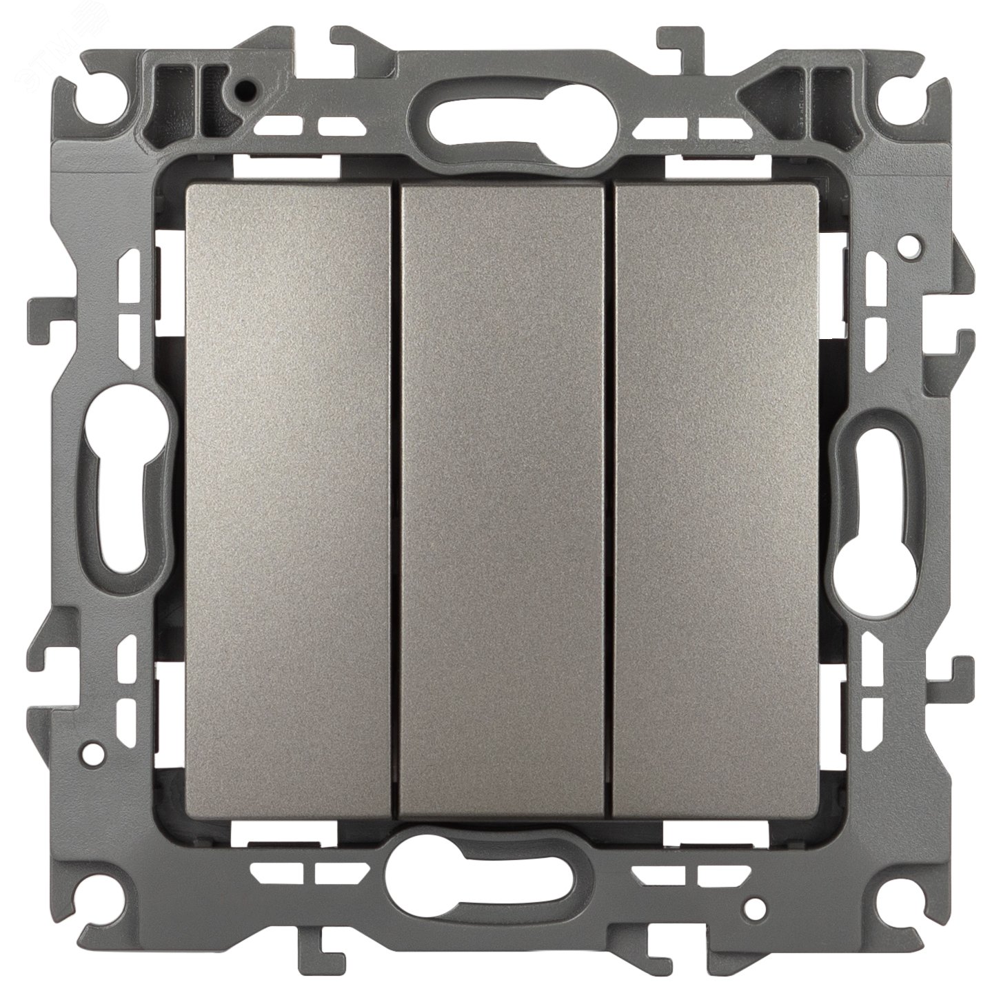 Изображение товара Выключатель трехклавишный скрытого монтажа серии Эра 12 10А 250В титан