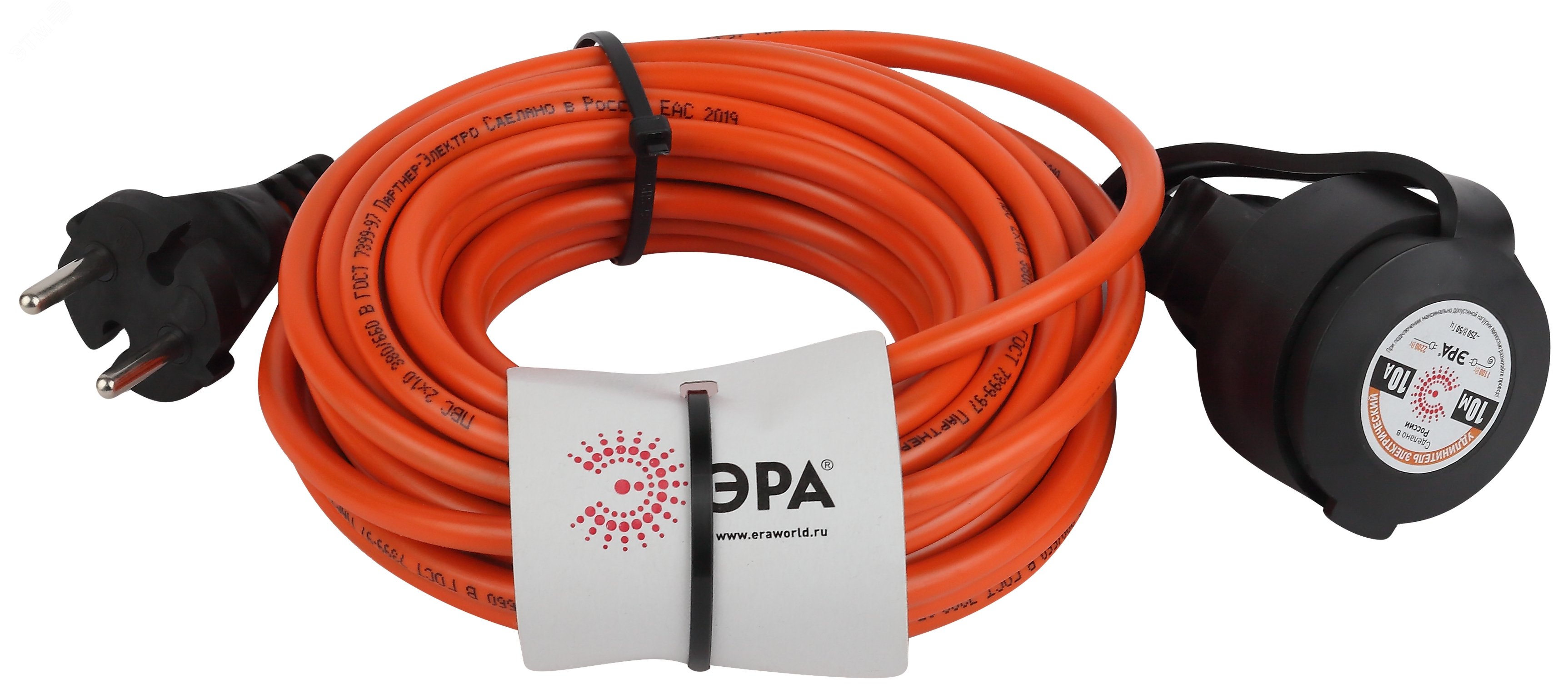 Изображение товара Удлинитель силовой ЭРА IP44 10м 1 розетка ПВС 2х1мм2 без заземления