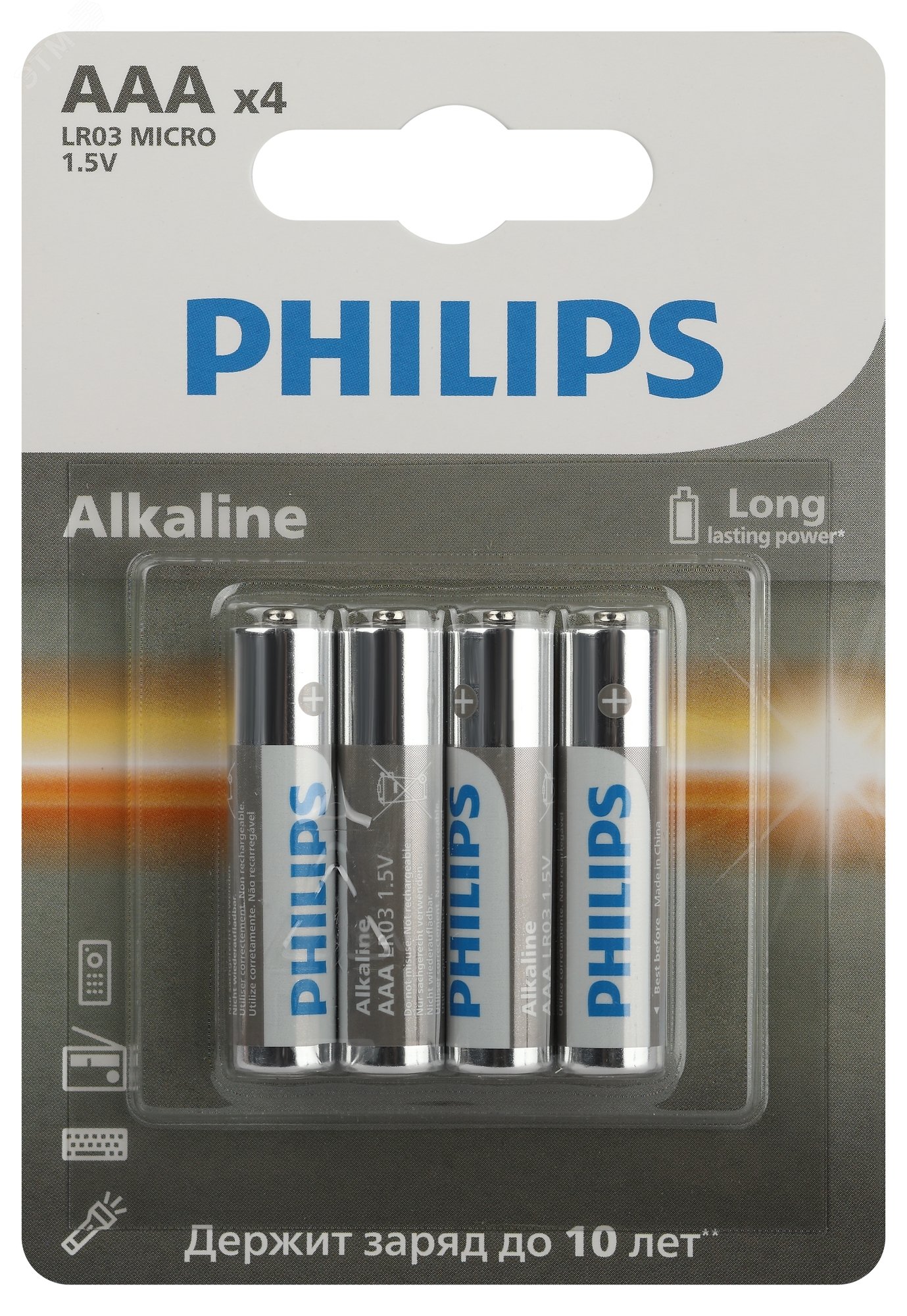 Изображение товара Элемент питания алкалиновый LR03A4B/51 ААА 1,5v 4 шт. LR03-4BL Entry (шт)