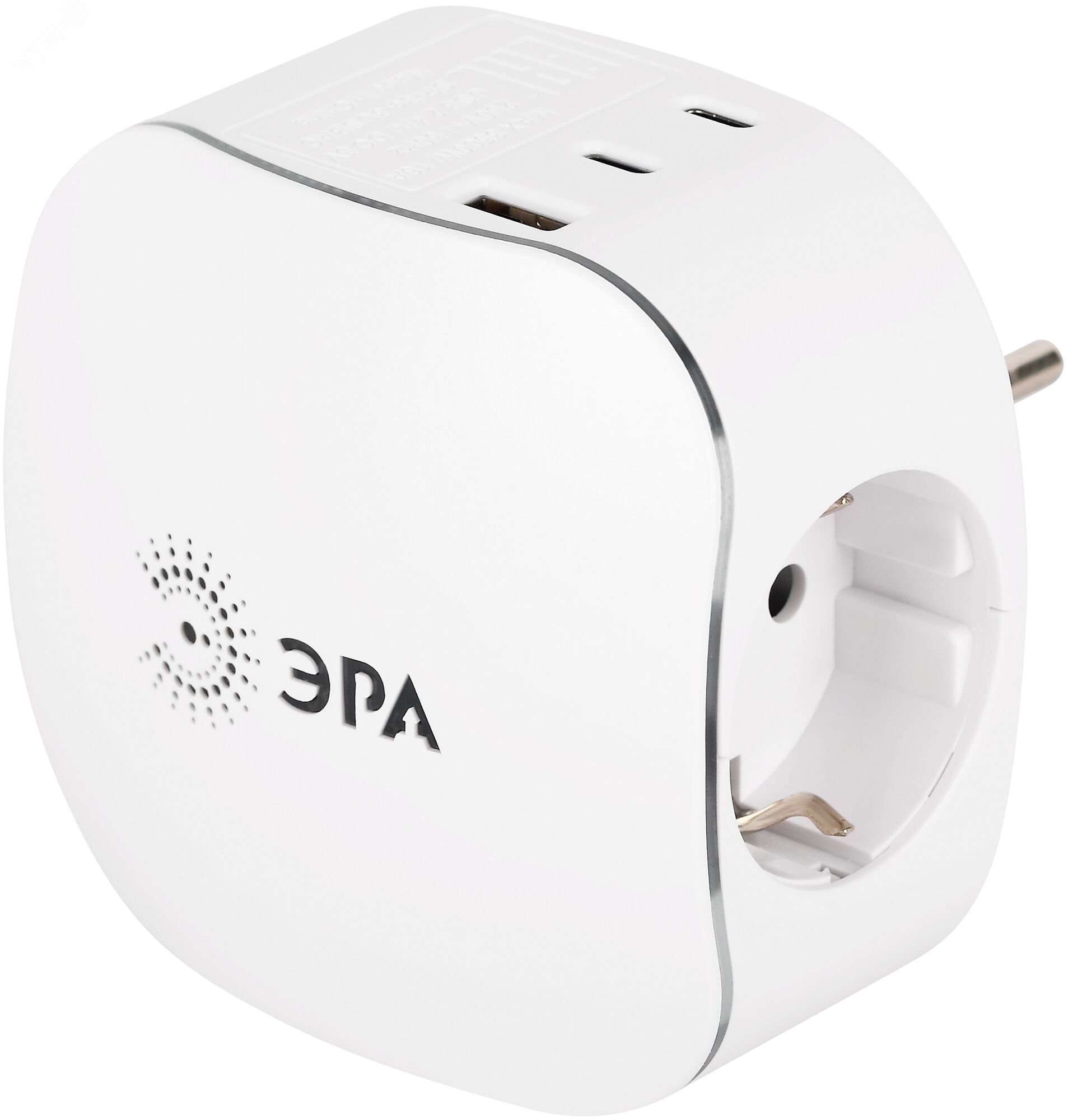 Изображение товара Разветвитель электрический 16А 3 розетки + 3 USB A+C с заземлением со шторками белый SP-3e-3USBAC-W (шт)