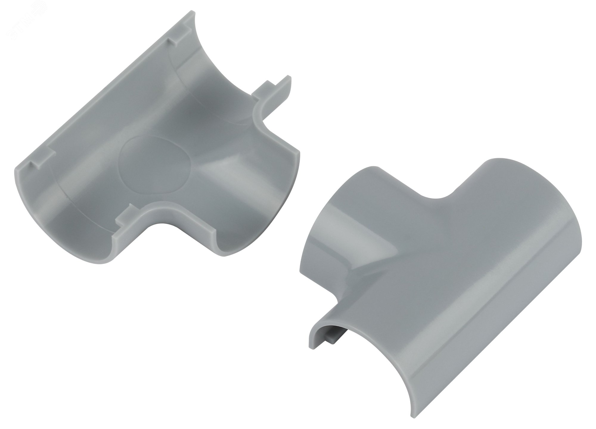 Изображение товара Угол т-образный для полукруглого кабель-канала 20x12мм серый 2шт