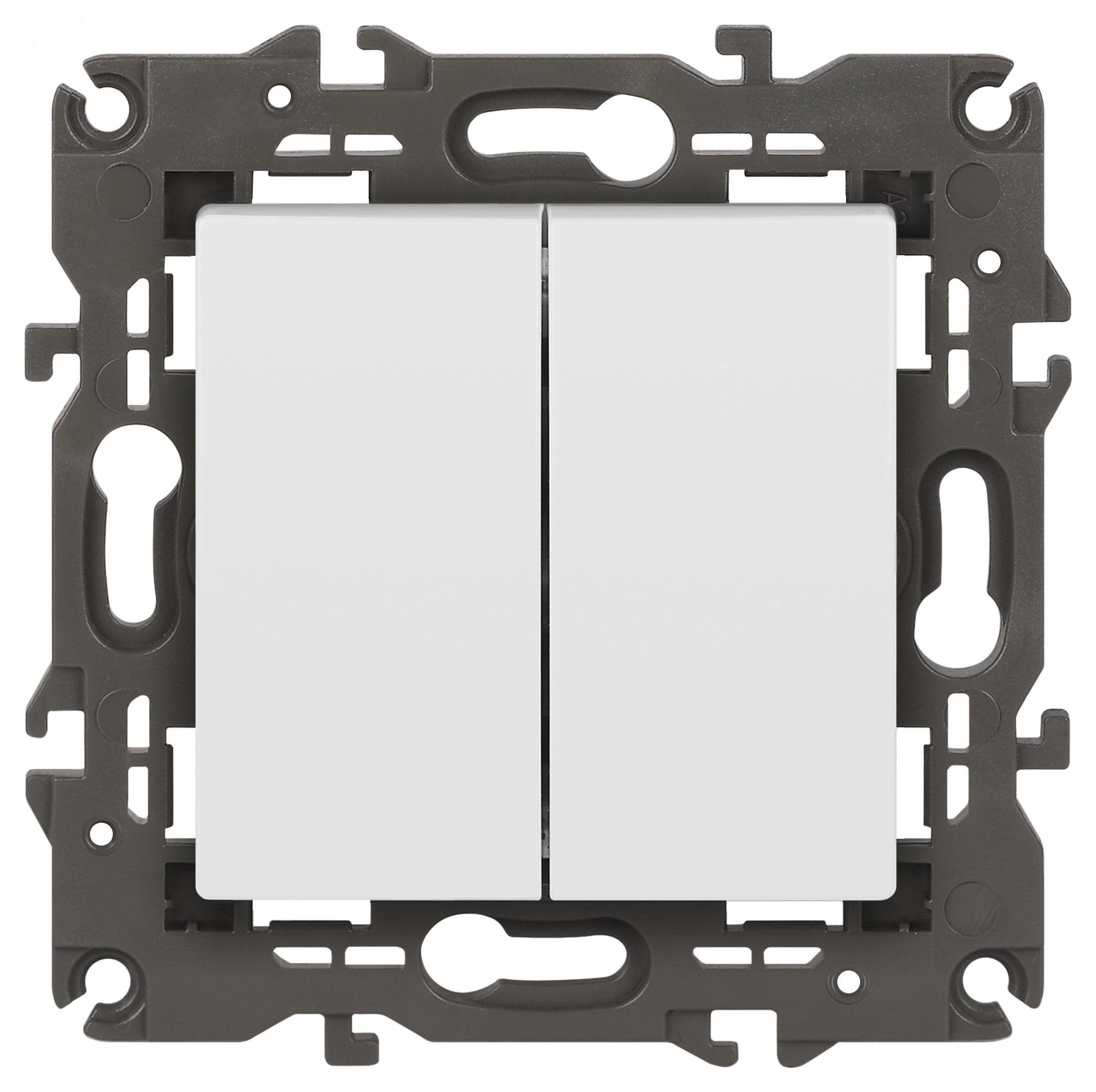 Изображение товара Переключатель 2-клавишный проходной Эра Elegance белый матовый 14-1106-01М