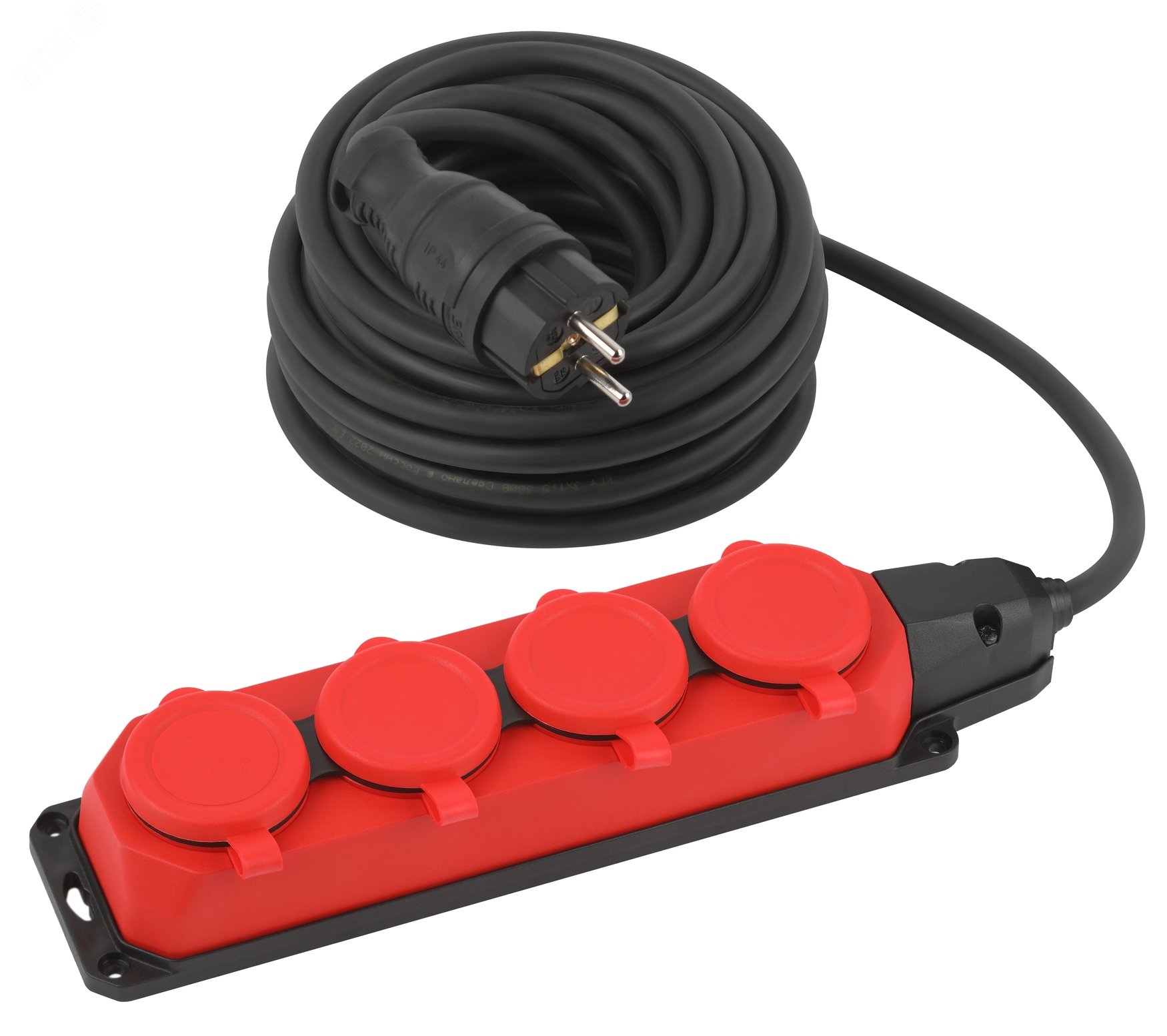 Изображение товара Удлинитель силовой ЭРА UK-4e-3x1,5-10m-IP44KG с 4 розетками и заземлением