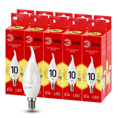 Лампа светодиодная LED 10 Вт 800Лм 2700К свеча на ветру теплый E14 220-240В LED BXS-10W-827-E14 Red Line - фото 7