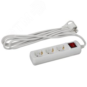 Изображение товара Удлинитель электрический с заземлением с выключателем 3 розетки 1,5 м ПВС 3x0,75мм2 10А UX-3es-1,5m (шт)