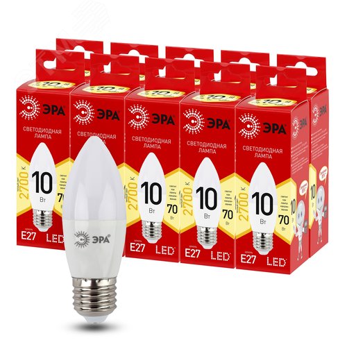 Лампа светодиодная LED 10 Вт 800Лм 2700К свеча теплый E27 220-240В LED B35-10W-827-E27 Red Line - фото 5