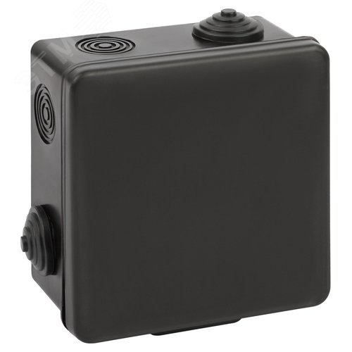 Изображение товара Распределительная коробка KOR-100-100-50-8g-B открытой установки черная 100х100х50мм с гермовводами 8 вх. IP54 (шт)