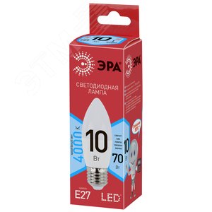 Лампа светодиодная E27 10 Вт свеча нейтральный белый свет RED LINE LED B35-10W-840-E27 R Е27 / ЭРА Б0050696 ЭРА - 2
