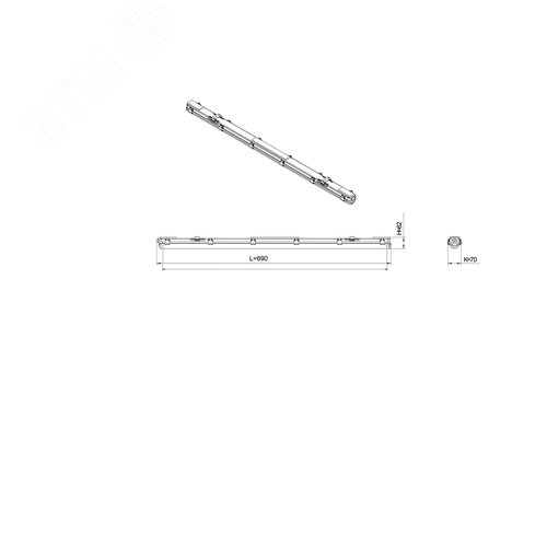 Светильник светодиодный под лампу Т8 SPP-101-0-001-060 Св-к IP65 T8 G13 600мм - фото 4