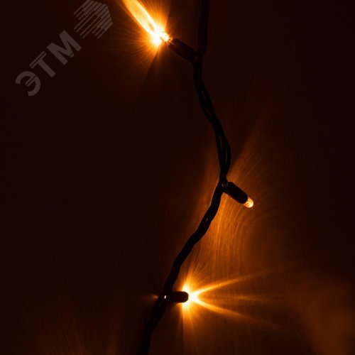 Гирлянда 600LED Занавес 3 м x 2 м, желтый свет, черный каучук, 220 В, IP65 ERAPS-Z - фото 8