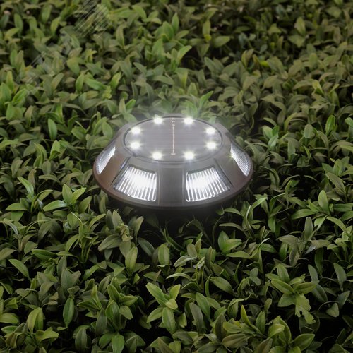 Светильник уличный ERAST024-01 на солнечной батарее подсветка Таблетка, сталь, пластик d 11 см - фото 6