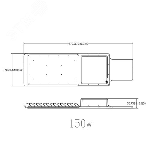 Светильник уличный светодиодный ДКУ 120Вт 5000К 12000Лм КСС Ш DOB-SMD 48/60мм SPP-503-0-50K-120 - фото 7