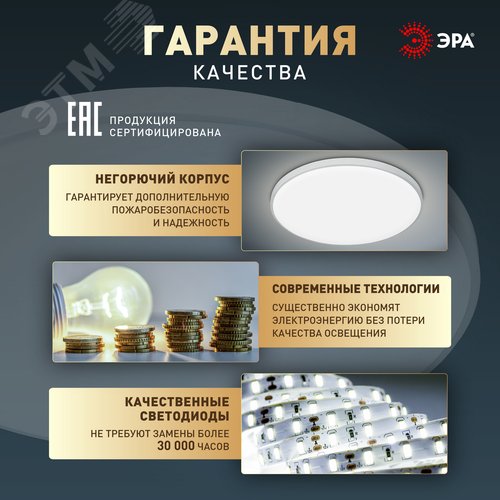 Светильник светодиодный потолочный ДПБ 36Вт 2250Лм 5000К Классик без ДУ SPB-6 Slim Base WH 36W -5K - фото 15