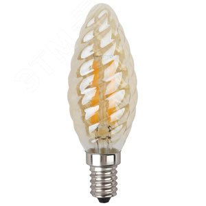 Лампа светодиодная филаментная F-LED BTW-5W-827-E14 gold (филамент, свеча витая золот., 5Вт, тепл, E14 (10/100/2800) Б0027941 ЭРА - 3