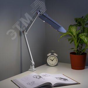 Светильник настольный с лампой PL на струбцине белый NL-201-G23-11W-W - фото 5