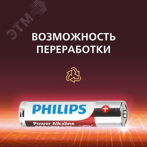 Элемент питания алкалиновый LR03P12W/51 ААА 1,5v 12 шт. LR03-12BL Power - фото 3