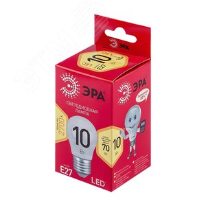 Лампа светодиодная LED 10 Вт 800Лм 2700К шар теплый E27 220-240В LED P45-10W-827-E27 Red Line - фото 2