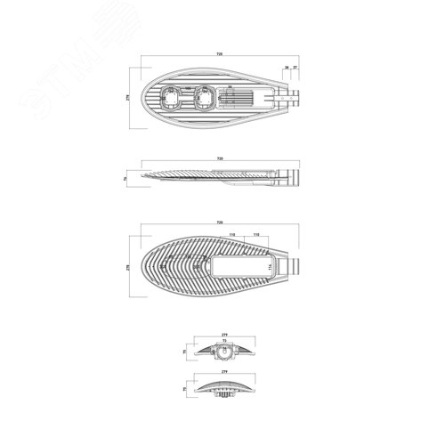 Светильник светодиодный уличный консольный ДКУ 120Вт 5000К IP65 18000Лм КСС Ш IC-COB 48-60мм SPP-5-120-5K-W - фото 7