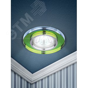 Светильник декор стекло MR16,12V/220V, 50W, круглое хром/мульти DK7 CH/MIX - фото 2