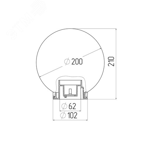 Светильник на опору/кронштейн НТУ 02-60-201 шар белый призма IP44 Е27 max60Вт d200mm - фото 6