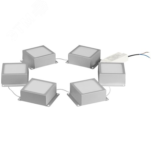 Светильник светодиодный ДВО-36Вт 3420Лм 5000К 89х89мм ГРИЛЬЯТО 100х100 домино металлик 6 кубиков драйвер SPO-646-3-5K-S6 - фото 8