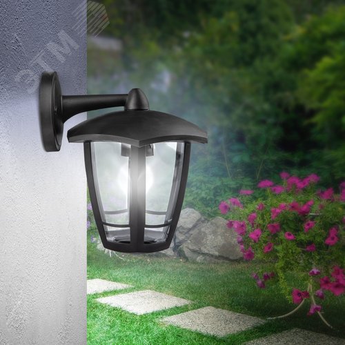 Светильник садово-парковый НБУ 07-40-004 Дели 3 черный 6 гранный настенный IP44 Е27 max 60 Вт - фото 6