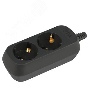Изображение товара Колодка 2 розетки с заземлением черная КХ-2e-B (шт)