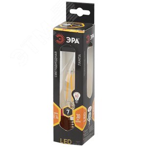 Лампа светодиодная декоративная LED 7 Вт 910Лм 2700К свеча на ветру, филамент теплый E14 230В F-LED BXS-7W-827-E14 - фото 2