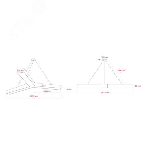 Светильник LED Geometria Igrek SPO-144-W-40K-066 66Вт 4000К 4000Лм IP40 1200х1200х80 белый подвесной драйвер внутри - фото 7