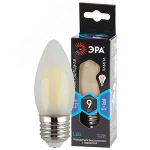 Лампа светодиодная F-LED B35-9w-840-E27 frost (филамент, свеча мат, 9Вт, нейтр, E27) (10/100/5000)