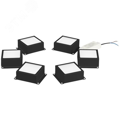 Светильник светодиодный ДВО-36Вт 3420Лм 5000К 89х89мм ГРИЛЬЯТО 100х100 домино черный 6 кубиков драйвер SPO-646-3-5K-B6 - фото 7