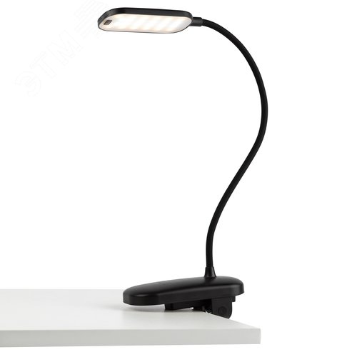 Светильник настольный светодиодный аккумуляторный на прищепке 6Вт черный NLED-525-6W-BK - фото 2