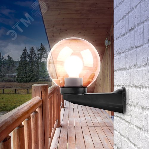 Светильник настенный НБУ 01-60-205 шар дымчатый IP44 Е27 max60Вт d200mm с настенным крепежом - фото 5