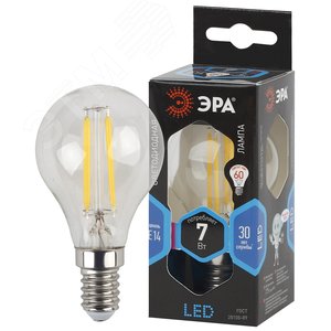Лампа светодиодная F-LED P45-7W-840-E14 (филам шар 7Вт нейтр E14) (10/100/3000)
