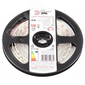 Лента светодиодная 9,6Вт/м 12В 6500К IP20 120LED/м LS2835-120LED-IP20-W-eco-5m - фото 2