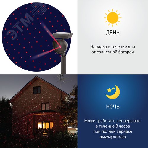 Садовый проектор на солнечной батарее, пластик, 34 см ERAPR024-01 - фото 22