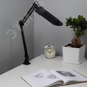 Светильник настольный с лампой PL на струбцине черный NL-201-G23-11W-BK - фото 6