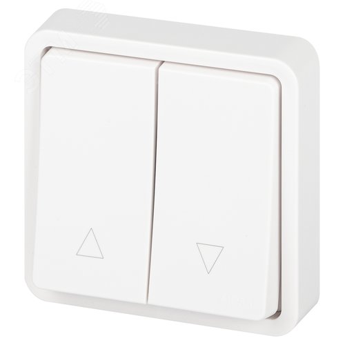 Изображение товара Переключатель Эксперт 11-1528-01 для жалюзи кнопочный IP55, 10АХ-250В, СУ, белый (шт)