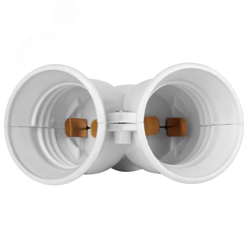 Патрон-разветвитель цокольный Е27-2хЕ27 белый - фото 3