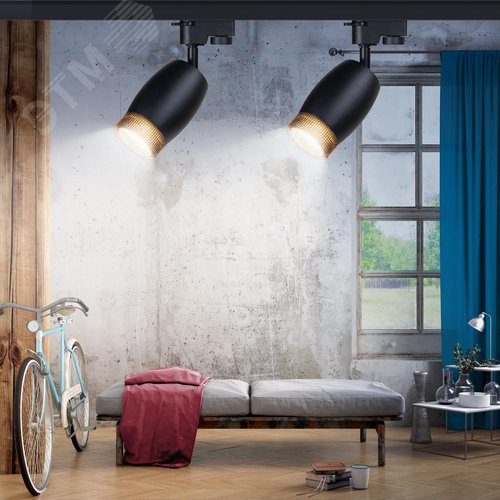 Светильник трековый TR51 - GU10 BK однофазный под лампу GU10 матовый черный под лампу GX53 - фото 6