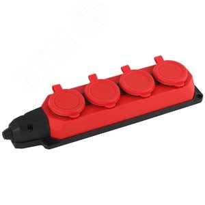 Изображение товара Колодка K-4e-RED-IP44 каучуковая с заземлением 4 розетки 16A IP44 красная (шт)