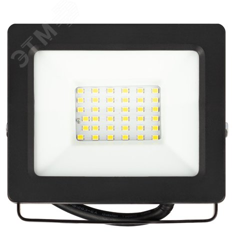 Прожектор светодиодный ДО-30 Вт 6500К 2400 Лм IP65 встроенное фотореле 200-240В черный корпус 30w холодный LPR-042-3-65K-030 - фото 2