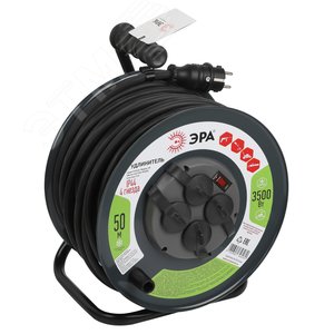 Изображение товара Удлинитель силовой RMx-4es-3x2.5-50m-IP44KG на металлической катушке с заземлением с выключателем 4 розетки 50м КГ (шт)