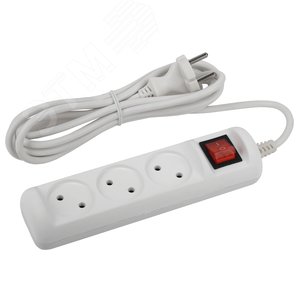 Изображение товара Удлинитель электрический U-3s-3m-2х1 без заземления c выключателем 3 розетки 3м ПВС 2х1мм2 10А (шт)