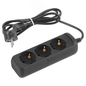 Изображение товара Удлинитель электрический UX-3e-1,5m-B с заземлением 3 розетки 1,5 м ПВС 3x0,75мм2 10А черный (шт)