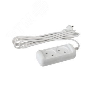 Изображение товара Удлинитель электрический UX6-2-1,5m без заземления 2 розетки 1,5м ПВС 2x0,75мм2 6А белый (шт)