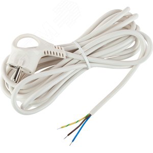 Изображение товара Шнур сетевой с вилкой UX-3x0,75-5m-W с заземлением 5м ПВС 3x0,75мм2 белый (шт)